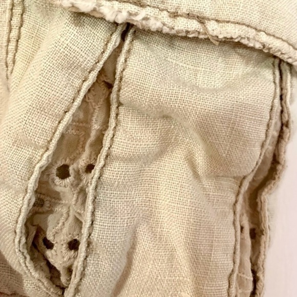BKE for Buckle Cargo Pants 100%Linen Pockets crochet Lace Detail Y2K Khaki SZ29 - Picture 5 of 13